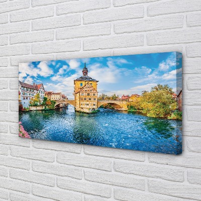 Canvas print Germany old bridges of the river in the city