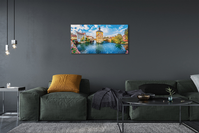 Canvas print Germany old bridges of the river in the city