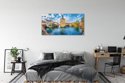 Canvas print Germany old bridges of the river in the city