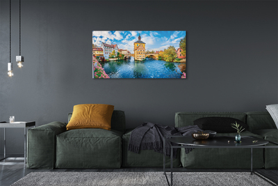 Canvas print Germany old bridges of the river in the city