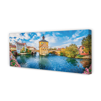 Canvas print Germany old bridges of the river in the city