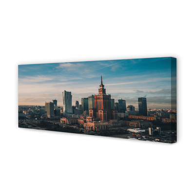 Canvas print Panorama of sunrise skyscraper in warsaw