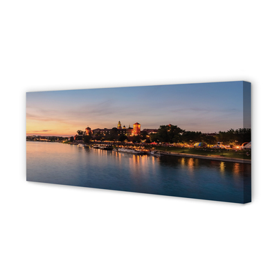 Canvas print Krakow sunset river lock
