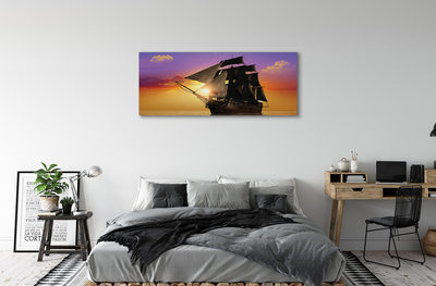 Canvas print Colorful sea boat sky