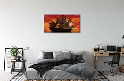 Canvas print The sky orange ship sea