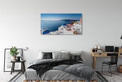Canvas print Panorama of the sea greece building