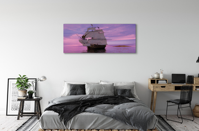 Canvas print Purple sky ship sea