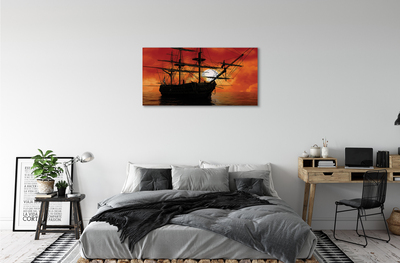 Canvas print The sea ship sky sun clouds