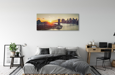 Canvas print River bridge sunrise