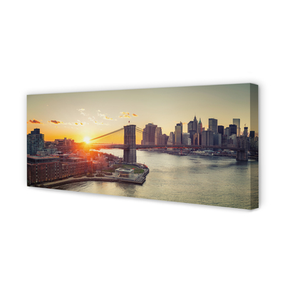 Canvas print River bridge sunrise