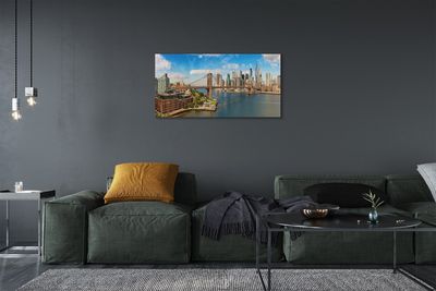 Canvas print Bridge panorama of skyscrapers
