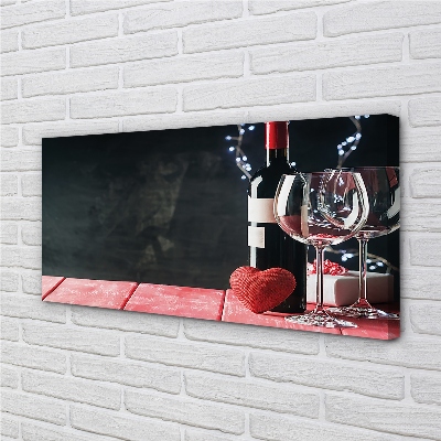 Canvas print Wine glasses heart of glass