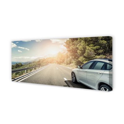 Canvas print Mountain clouds tree automatic routes