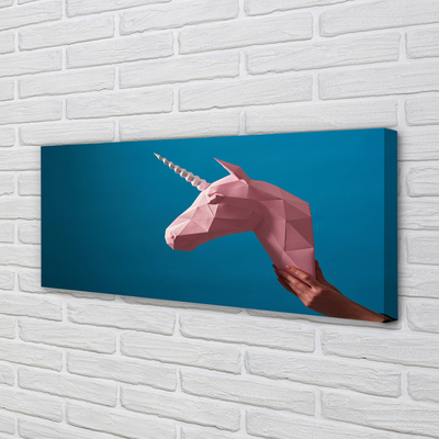 Canvas print Origami unicorn pink