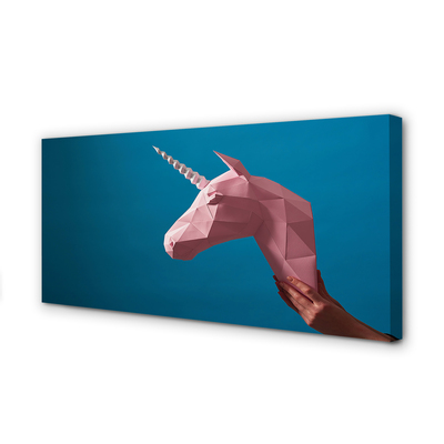 Canvas print Origami unicorn pink