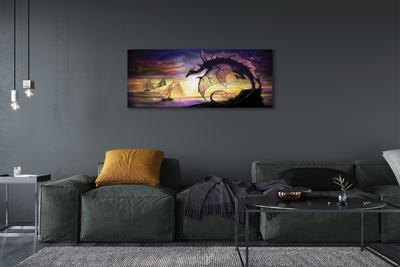 Canvas print Dragon boats clouds sea