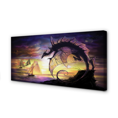 Canvas print Dragon boats clouds sea