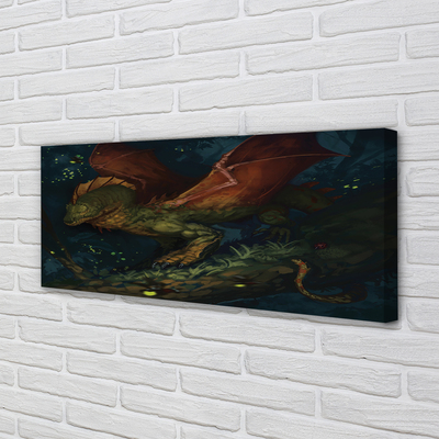 Canvas print Green dragon in the forest