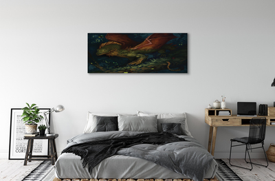 Canvas print Green dragon in the forest