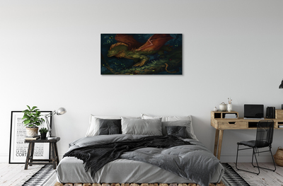 Canvas print Green dragon in the forest