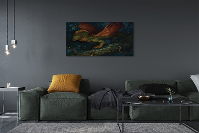 Canvas print Green dragon in the forest