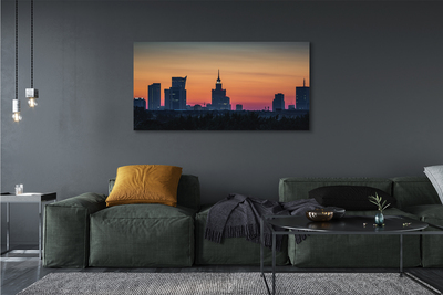 Canvas print Sunset panorama of warsaw