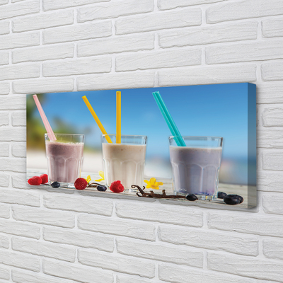 Canvas print Glass straws with colored cocktail