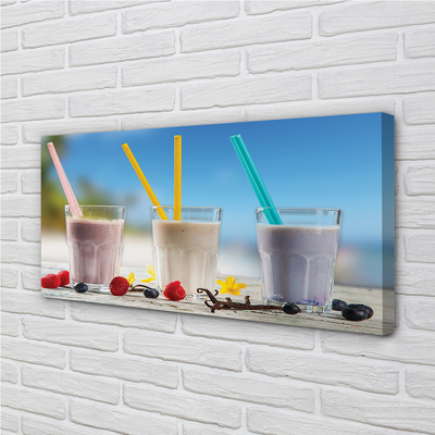 Canvas print Glass straws with colored cocktail