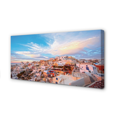 Canvas print Greece panoramic sunset city sun