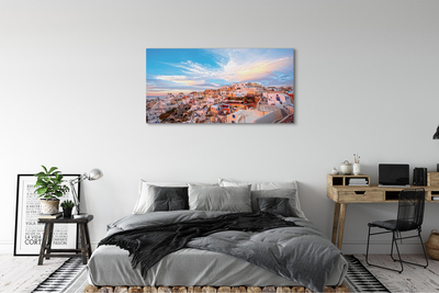 Canvas print Greece panoramic sunset city sun