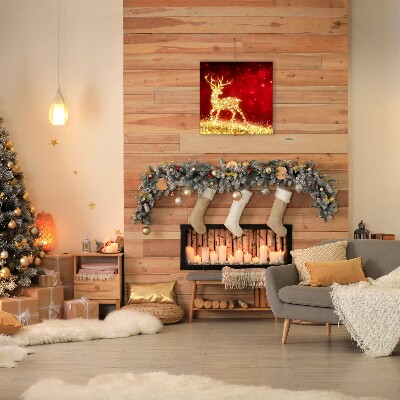 Canvas print Golden Reindeer Christmas Decoration