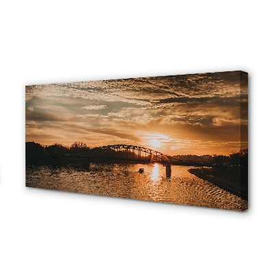 Canvas print Sunset river bridge krakow