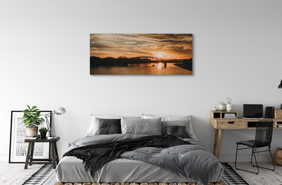 Canvas print Sunset river bridge krakow