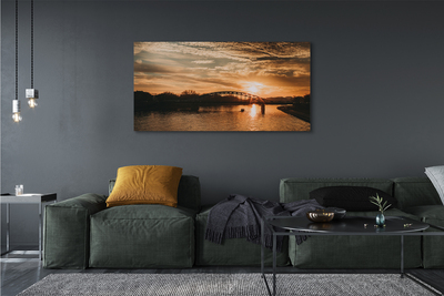 Canvas print Sunset river bridge krakow