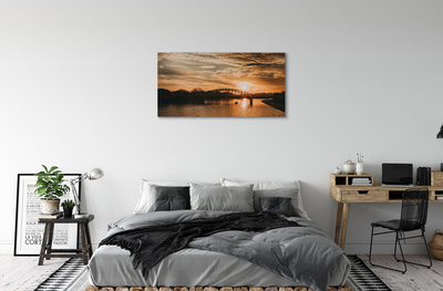 Canvas print Sunset river bridge krakow