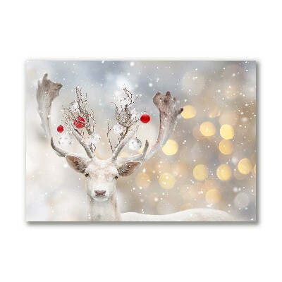 Canvas print White Reindeer Christmas Baubles