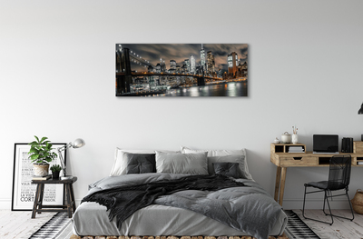 Canvas print Night view bridge