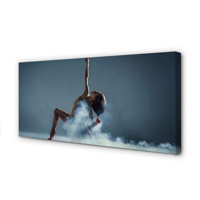 Canvas print Woman dancing smoke
