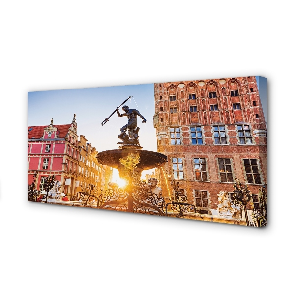 Canvas print Gdansk memorial fountain