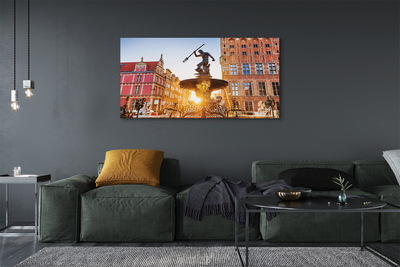 Canvas print Gdansk memorial fountain