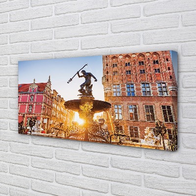 Canvas print Gdansk memorial fountain