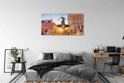 Canvas print Gdansk memorial fountain