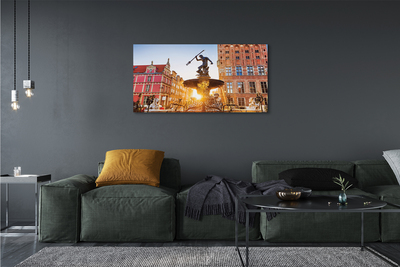 Canvas print Gdansk memorial fountain