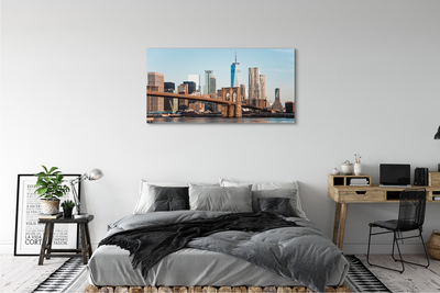 Canvas print Panorama river bridge