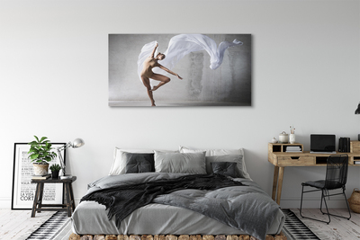 Canvas print Woman dancing white material