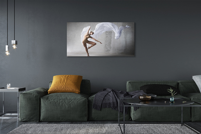 Canvas print Woman dancing white material