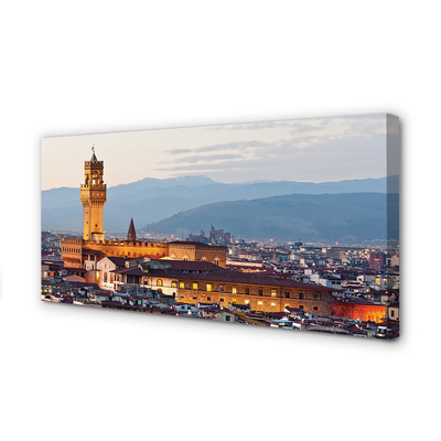 Canvas print Panorama sunset castle italy