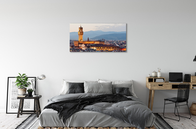 Canvas print Panorama sunset castle italy