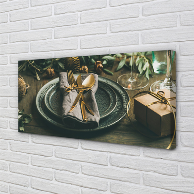 Canvas print Covered plates balls gifts