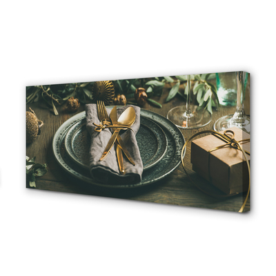 Canvas print Covered plates balls gifts